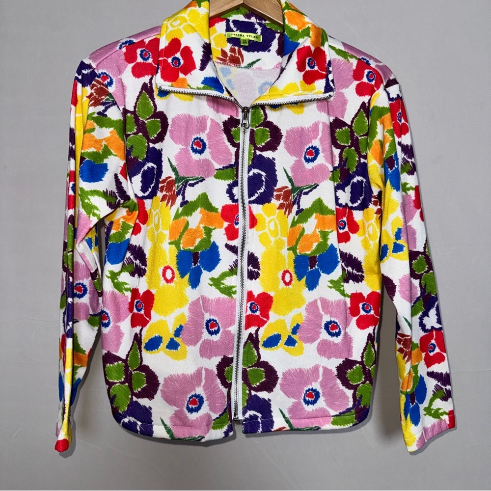 Trisha Tyler‎ Floral Multicolor Women's Jacket Art to Wear Shirt Pockets M - Picture 2 of 10